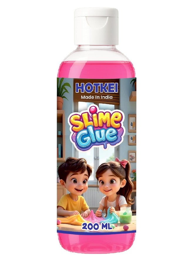 HOTKEI هوتكي ٢٠٠ مل غراء سلايم وردي، مجموعة أدوات صنع معجون جيلي سحري، لعبة جل سائل، هدية عيد ميلاد للأولاد والبنات والأطفال من ٣ إلى ١٠ سنوات لصنع السلايم في المنزل - Image 1